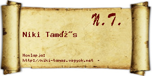 Niki Tamás névjegykártya